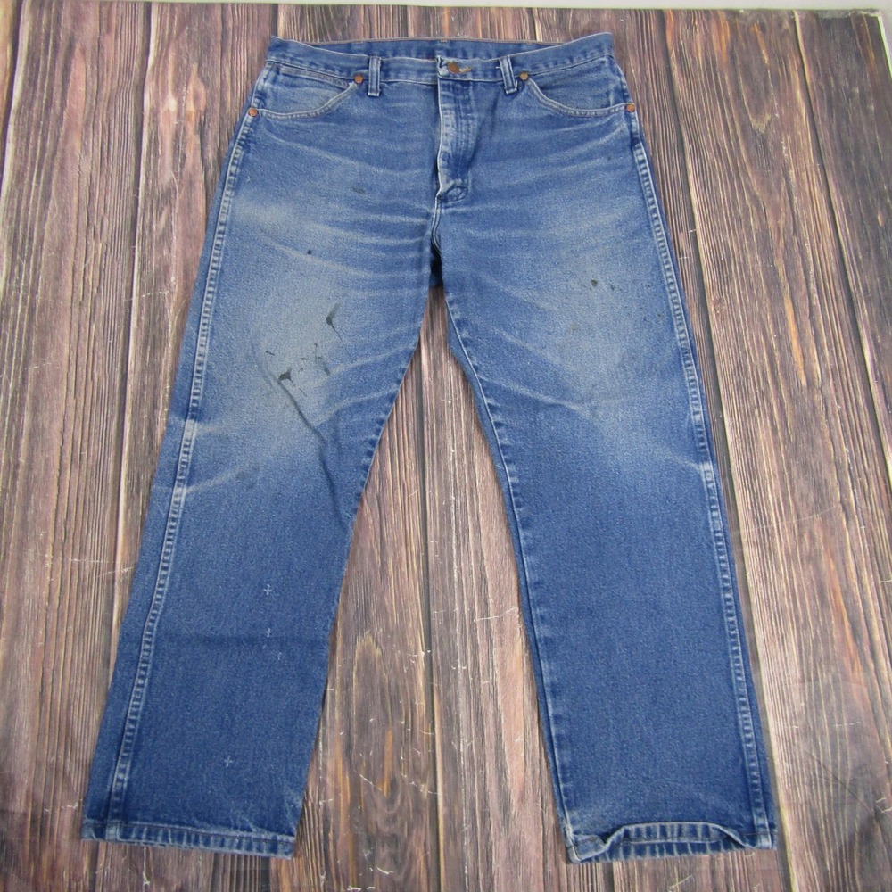 Wrangler Jeans Mens 36x29 Blue Denim Straight Leg Classic Fit Five Pocket Pants